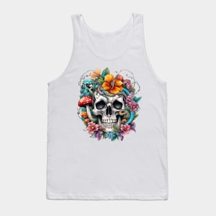 Skull with Colorful Flowers Tank Top